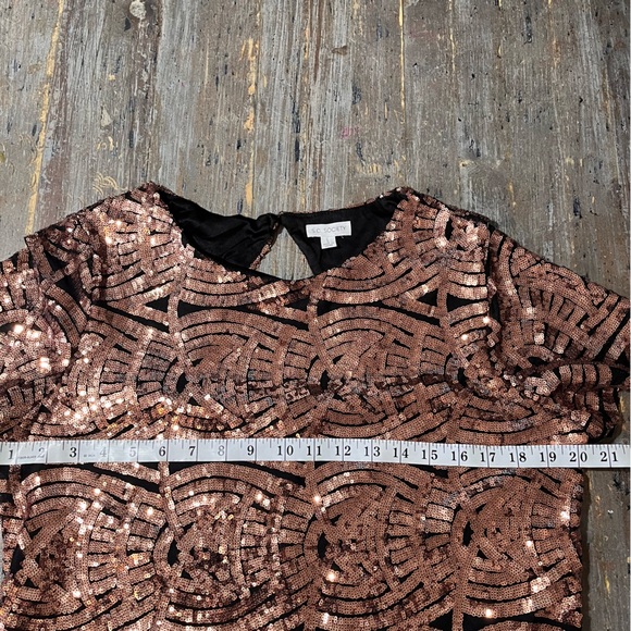 S.C.Society Rose Gold Sequin With Black Under Lay Womens Sz Large - Picture 5 of 7
